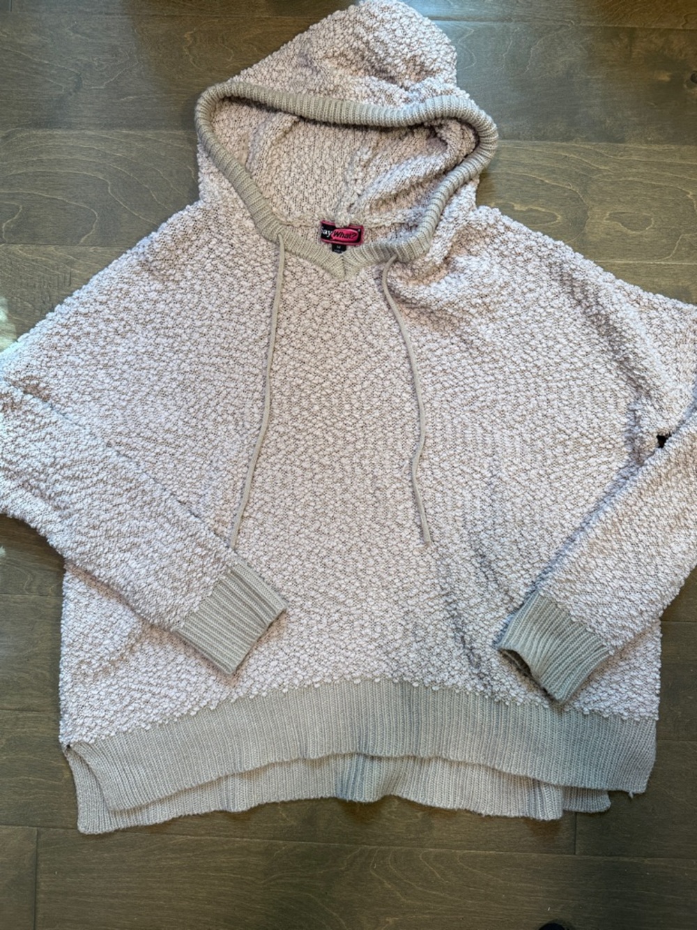 Cozy Hooded Popcorn-Knit Pullover - Light Mauve